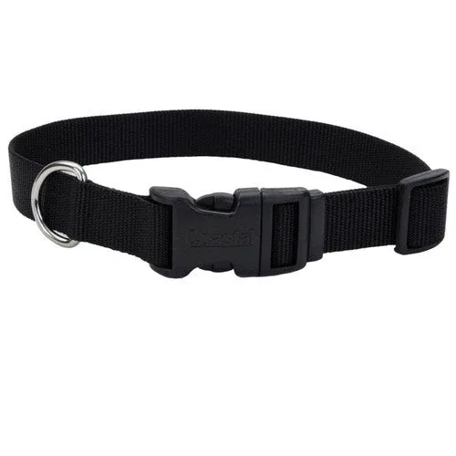 Coastal Adjustable Nylon Dog Collar with Plastic Buckle Black 3/8 in x 8-12 in - Image 2