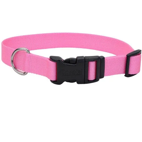 Coastal Adjustable Nylon Dog Collar with Plastic Buckle Bright Pink 5/8 in x 10-14 in - Image 2