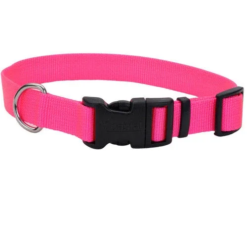 Coastal Adjustable Nylon Dog Collar with Plastic Buckle Neon Pink 3/8 in x 8-12 in - Image 2