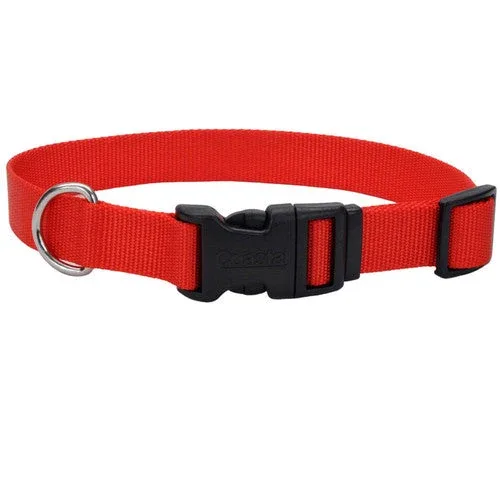 Coastal Adjustable Nylon Dog Collar with Plastic Buckle Red 3/4 in x 14-20 in - Image 2