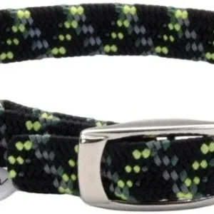 Coastal Pet Elastacat Reflective Safety Collar with Charm Black/Green
