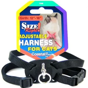 Coastal Pet Size Right Nylon Adjustable Cat Harness - Black