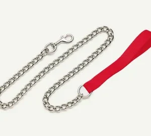 Coastal Titan Chain Dog Leash With Nylon Handle Red 4 Mm X 4 Ft