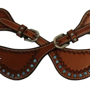 Colorado Saddle Turquesa Spur Straps Oil/Turq