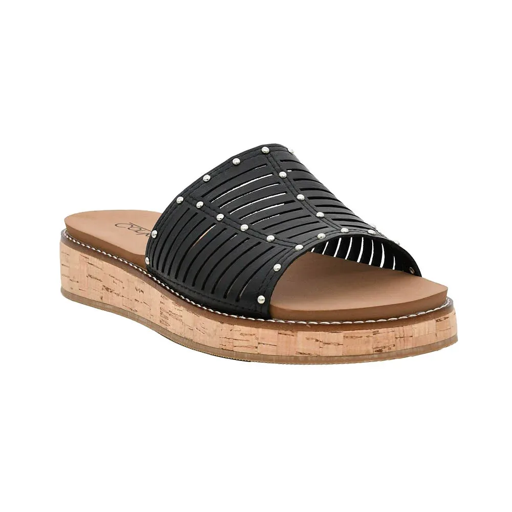 Corkys Footwear Women's At Ease Black Studded Sandal