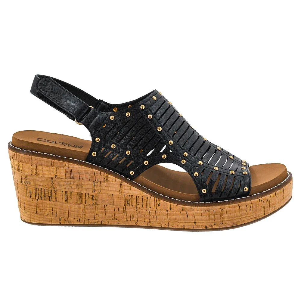Corkys Footwear Women's Black Studded Can We Go Wedge Sandal - Image 2