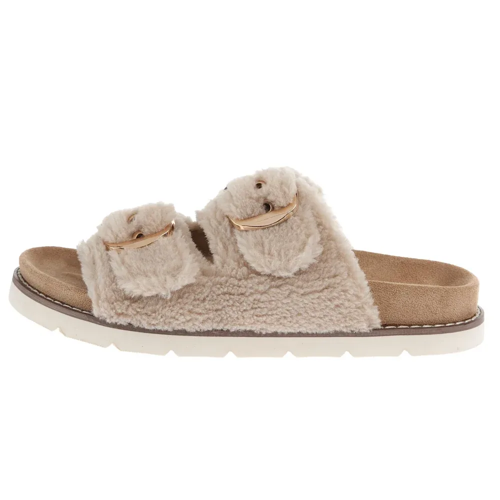 Corkys Footwear Women's Feelin Saucy Natural Fuzzy Sandal - Image 2