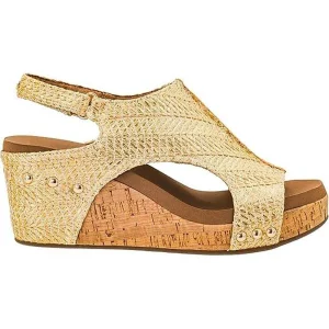 Corkys Footwear Women's Gold Woven Carley Wedge Sandal