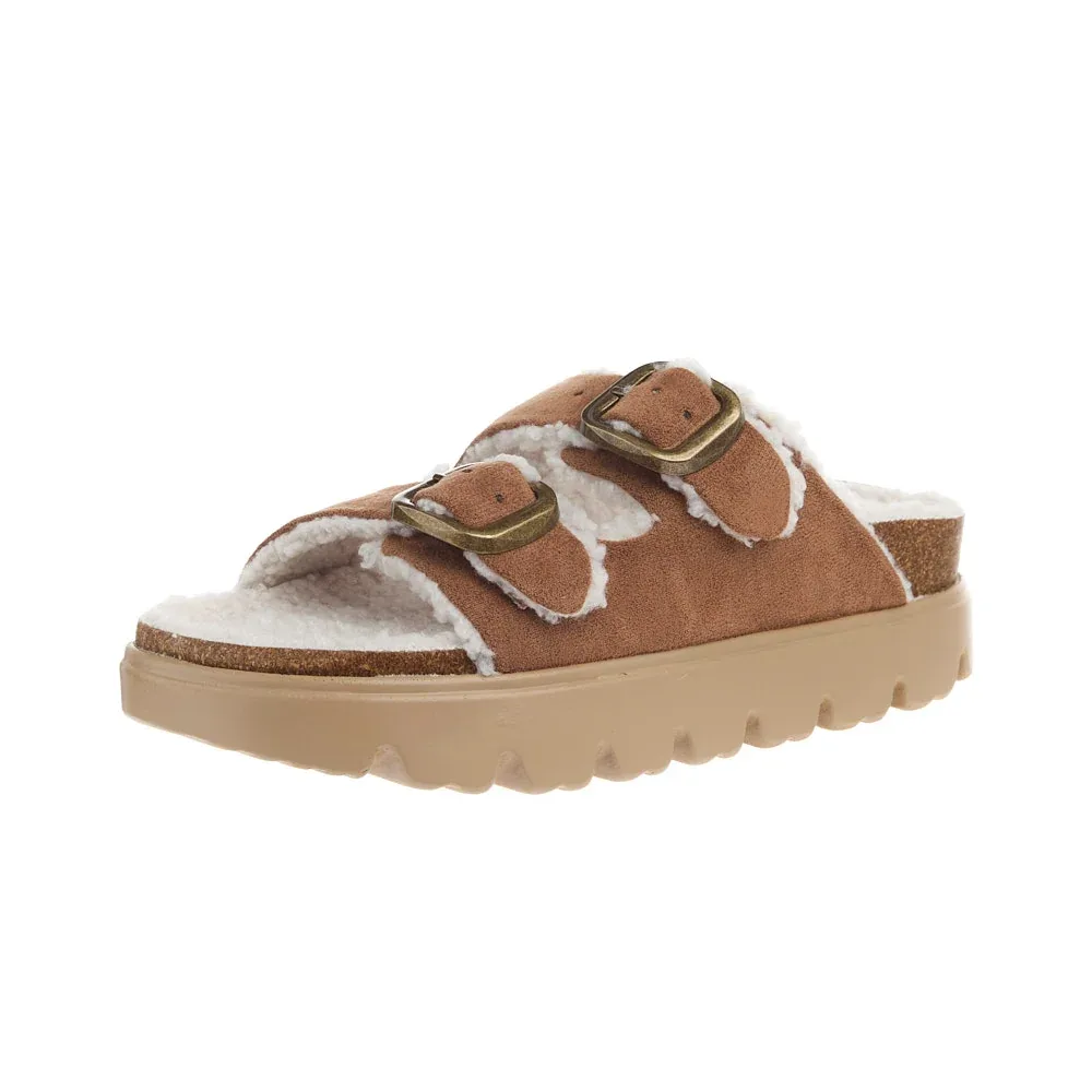 Corkys Footwear Women's Hearsay Tobacco Faux Suede Lined Sandal