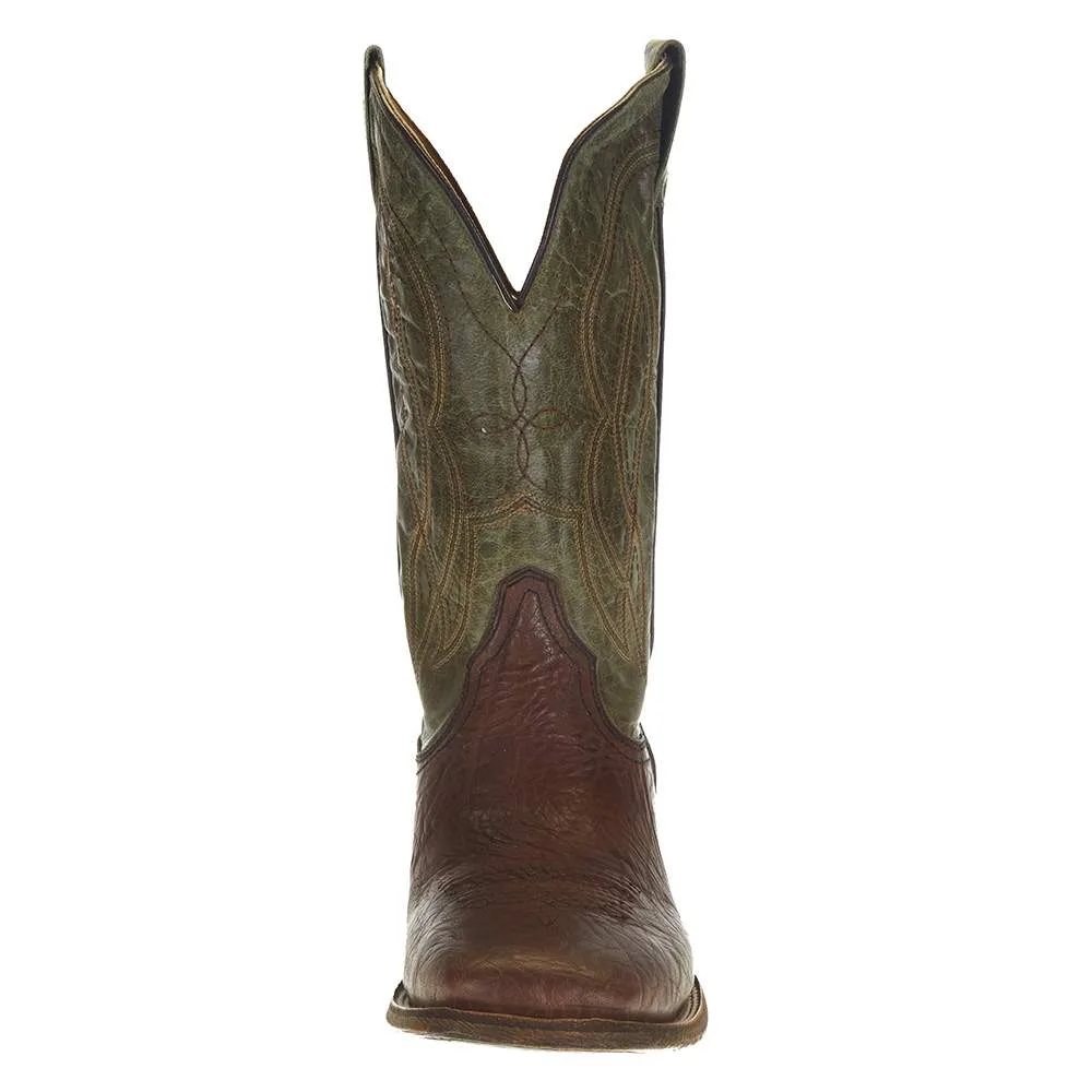 Corral Mens Brown Bull Shoulder Green Top Sq Toe Boot - Image 2