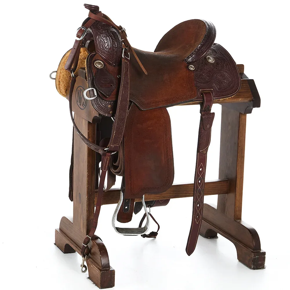 Corriente Used 15.5in Half Breed Floral Barrel Saddle