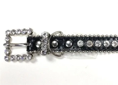 Couture Clear Crystal and Leather Dog Collar in Black - Image 2