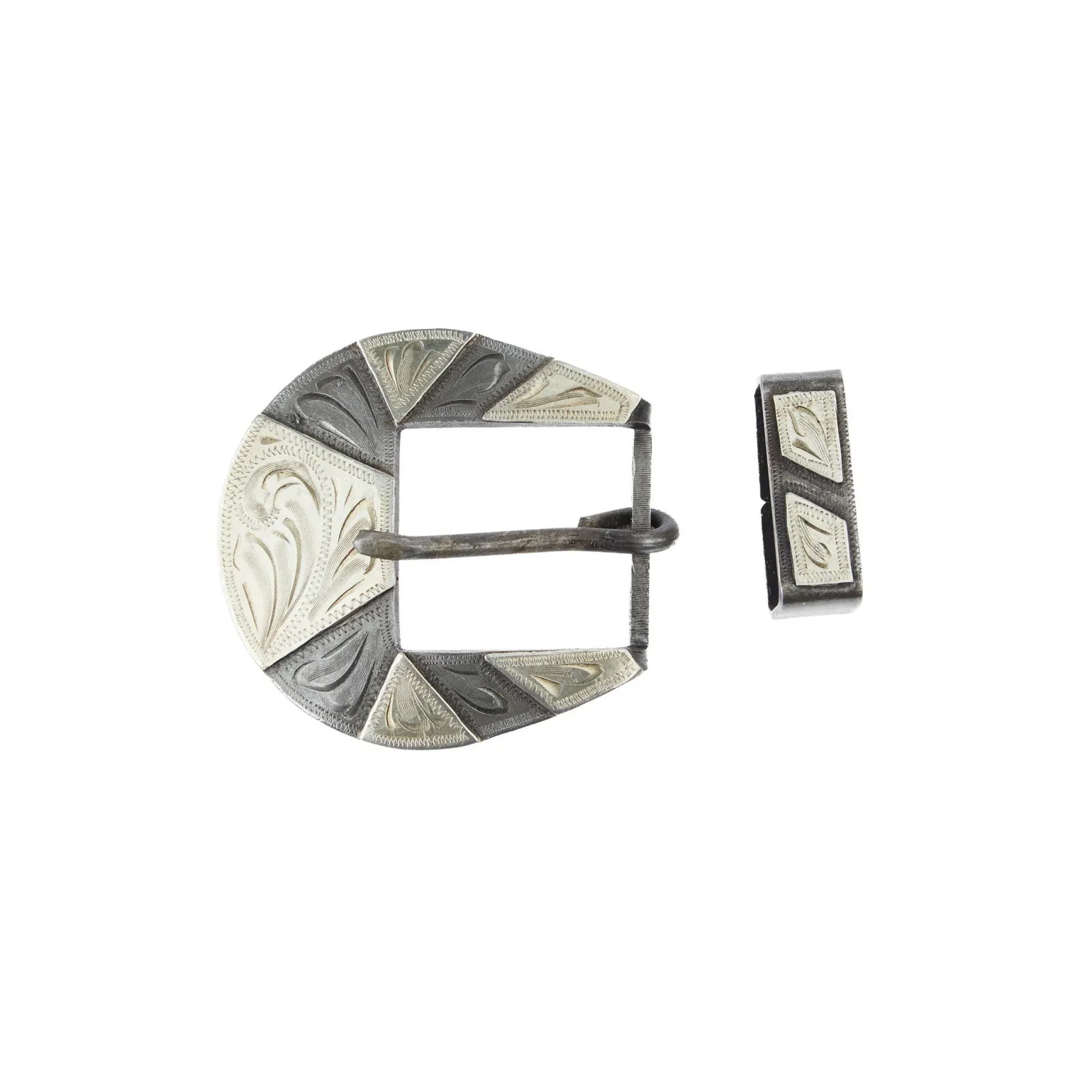 Cowperson Tack Blue Iron Silver Bar 1in Buckle and Keeper