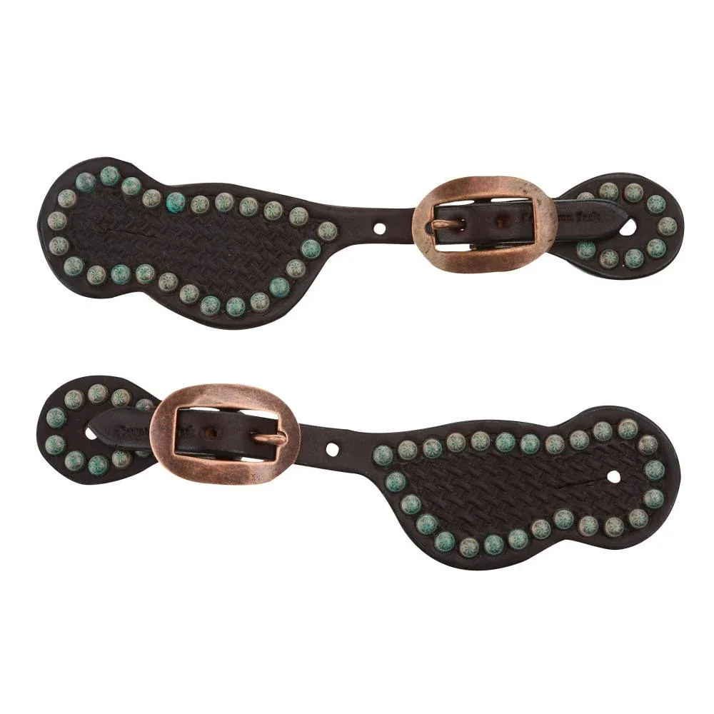 Cowperson Tack Copper Patina Basket Stamp Ladies Spur Straps
