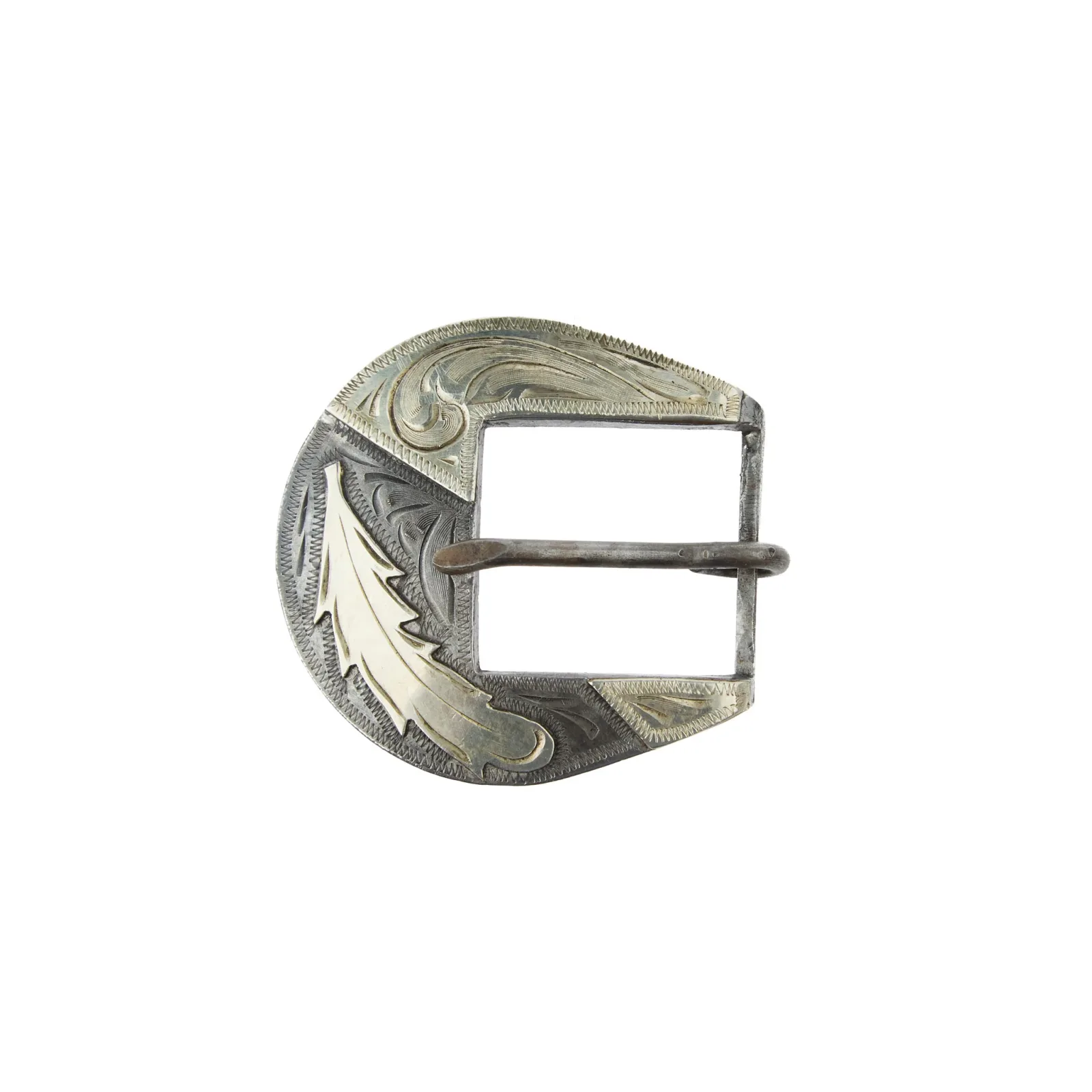 Cowperson Tack Silver Feather Blue Iron 1in Buckle and Keeper - Image 2