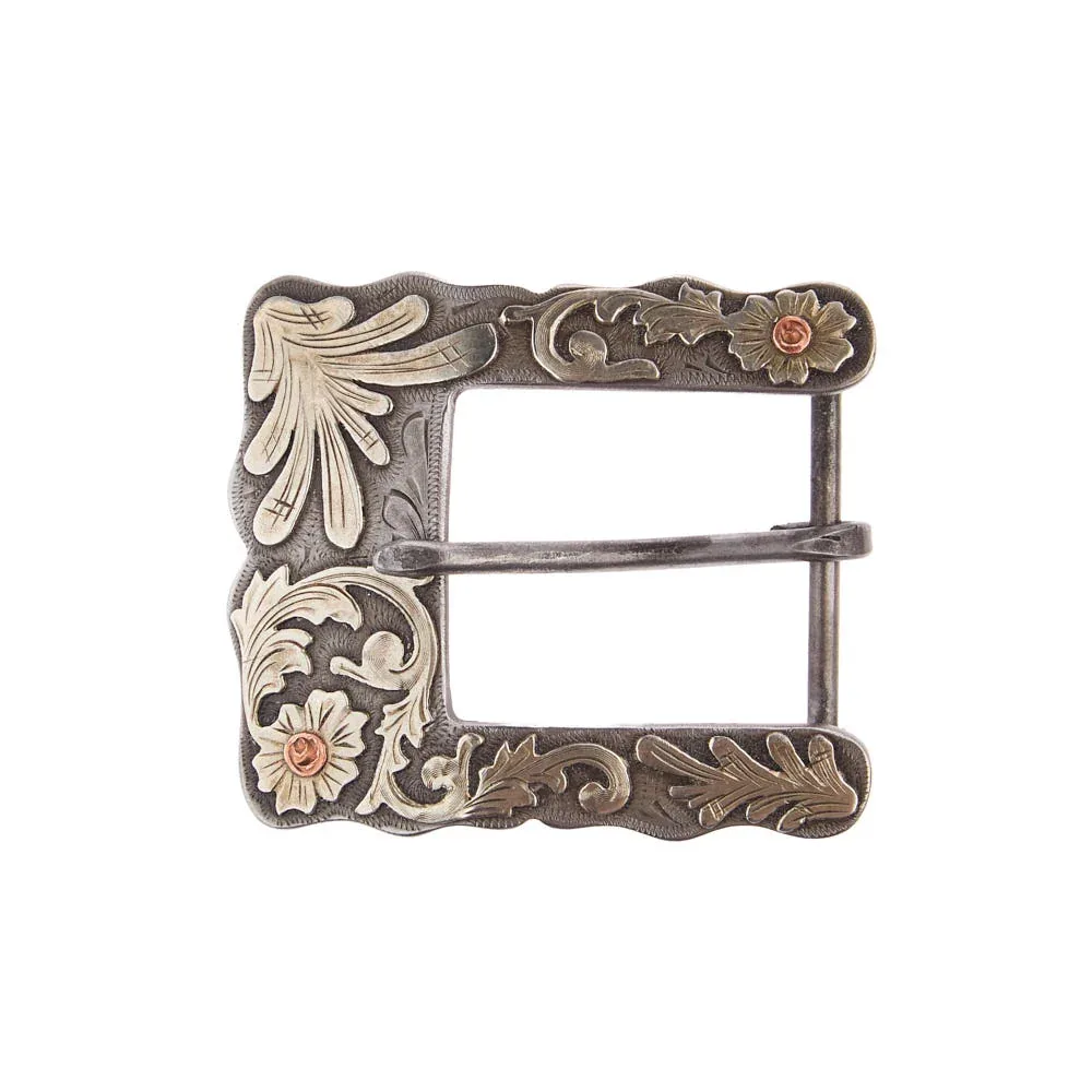 Cowperson Tack Splash Buckle Set with Scroll Silver Engraved Iron - Image 2