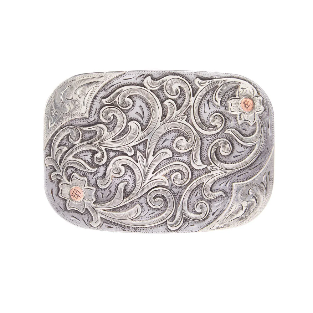 Cowperson Tack Trophy Buckle Engraved with Silver Engraved Iron - Image 2