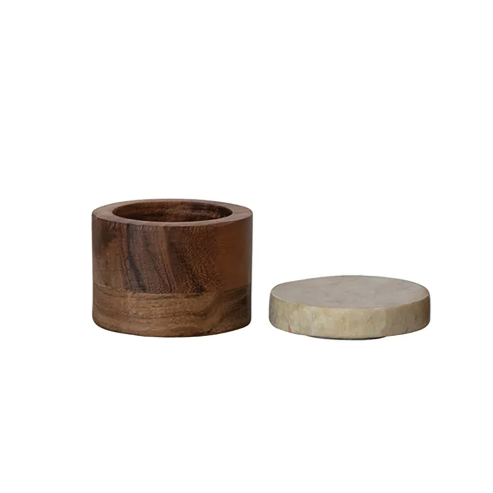 Creative Co-Op Acacia Wood Container w/ Lid - Image 2