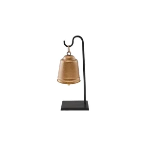 Creative Co-Op Antique Gold Metal Bell with Stand