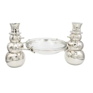 Creative Co-Op Cast Aluminum Snowman with Glass Bowl