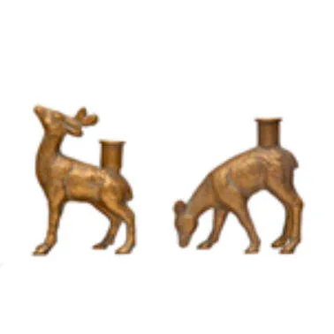 Creative Co-Op Cast Iron Gold Standing Tall Deer Taper Candle Holder - Image 2