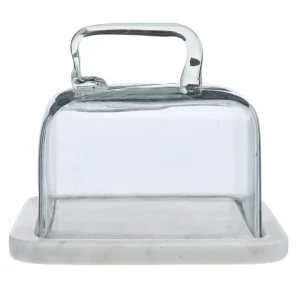 Creative Co-Op Glass Cloche with Marble Base