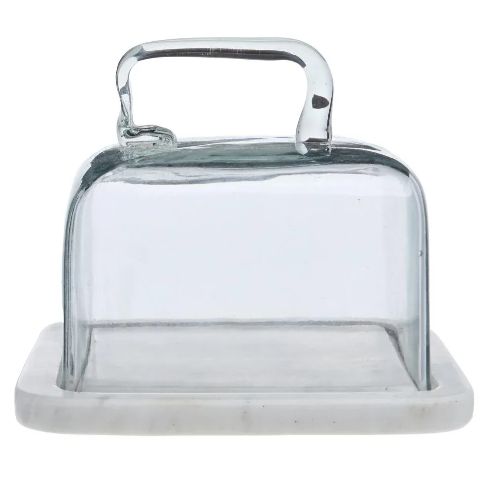 Creative Co-Op Glass Cloche with Marble Base