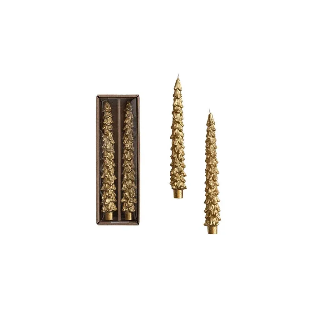 Creative Co-Op Gold Unscented Tree Taper Candles - 10in