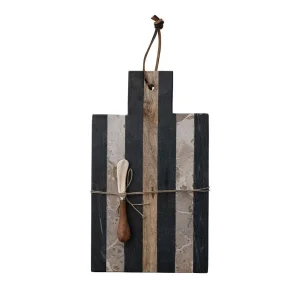 Creative Co-Op Marble Board and Knife Set