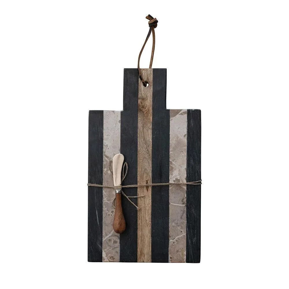 Creative Co-Op Marble Board and Knife Set