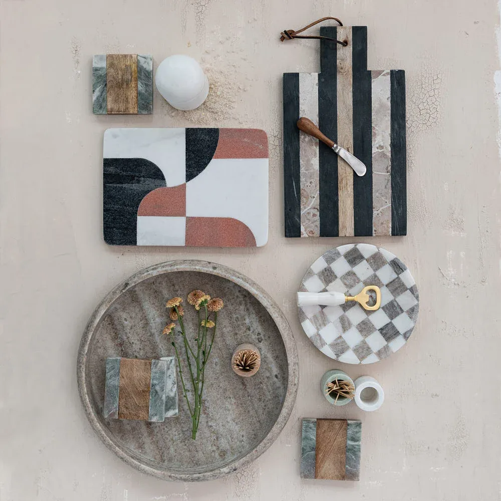Creative Co-Op Marble Board and Knife Set - Image 2