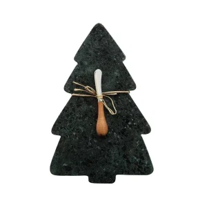 Creative Co-Op Marble Christmas Tree Cheese Cutting Board