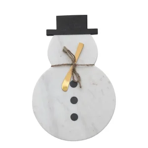 Creative Co-Op Marble Snowman Shaped Board