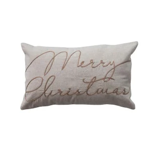 Creative Co-Op Merry Christmas Natural Pillow