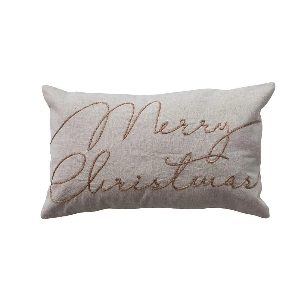 Creative Co-Op Merry Christmas Natural Pillow