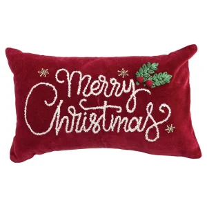 Creative Co-Op Merry Christmas Velvet Lumbar Pillow