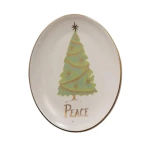 Creative Co-Op Peace Christmas Tee Dish