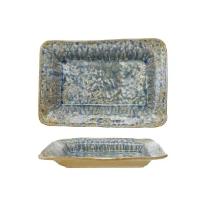 Creative Co-Op Reactive Crackle Glaze Stoneware Serving Dish