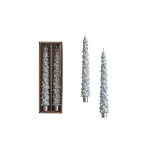 Creative Co-Op Silver Unscented Tree Taper Candles