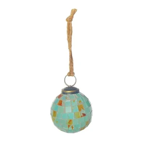 Creative Co-Op Small Glass Marbled Mosaic Ornament