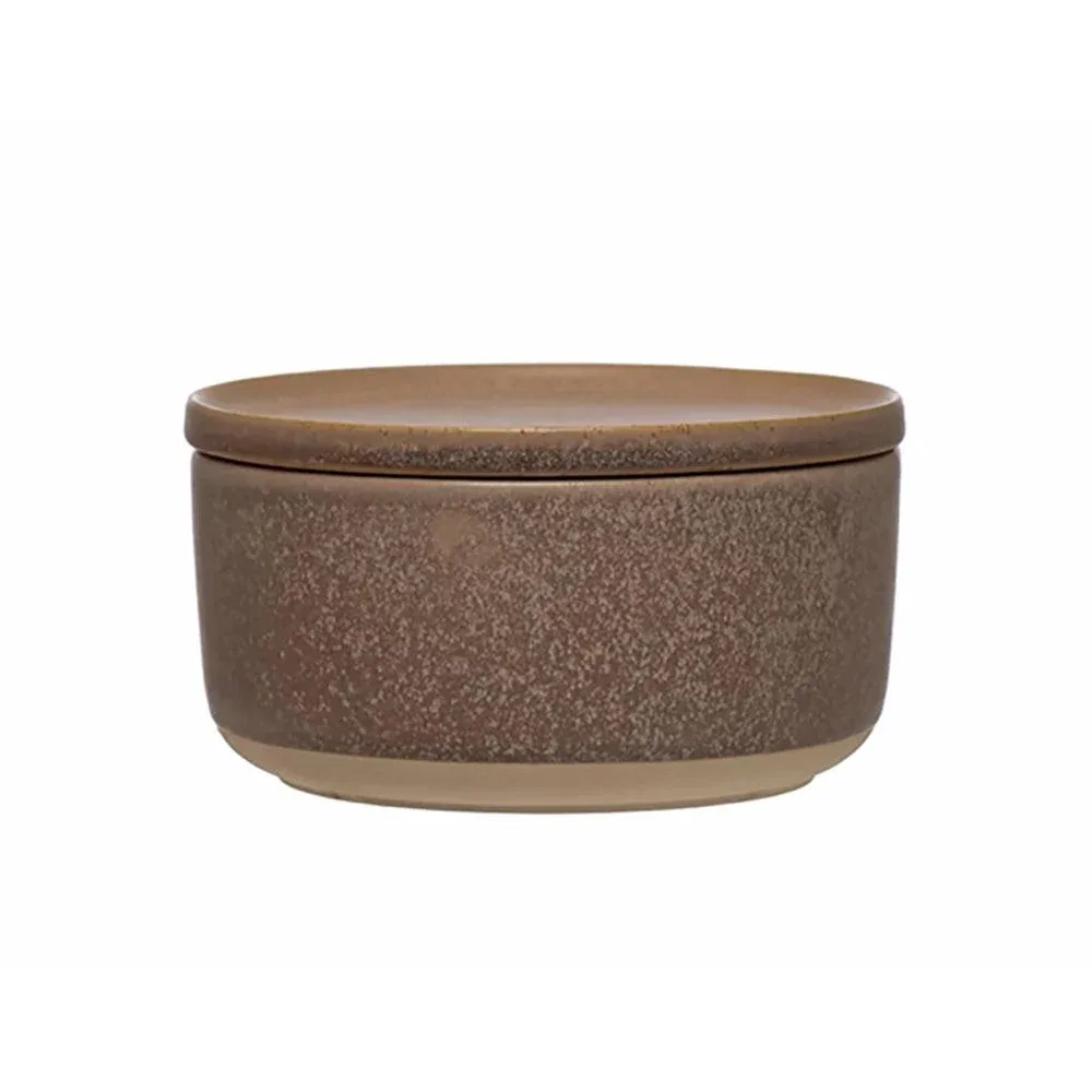 Creative Co-Op Stoneware Bowl with Lid Reactive Glaze