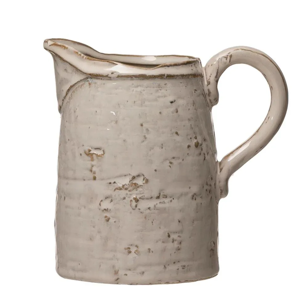 Creative Co-Op Stoneware Pitcher With Glaze