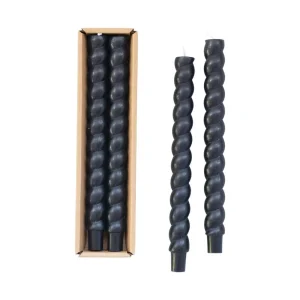 Creative Co-Op Unscented Twisted Black Taper Candle