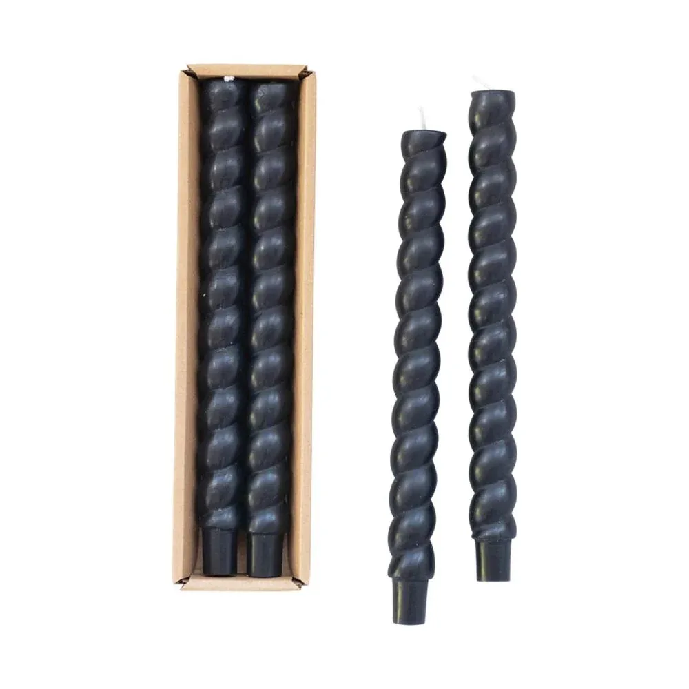 Creative Co-Op Unscented Twisted Black Taper Candle