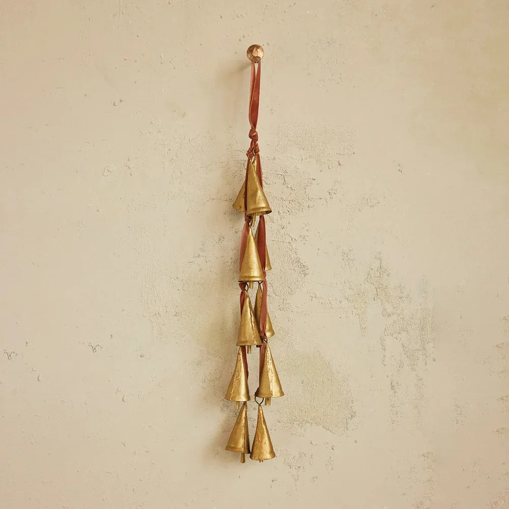 Creative Co-Op Velvet Ribbon with Bells Door Hanger - Image 2