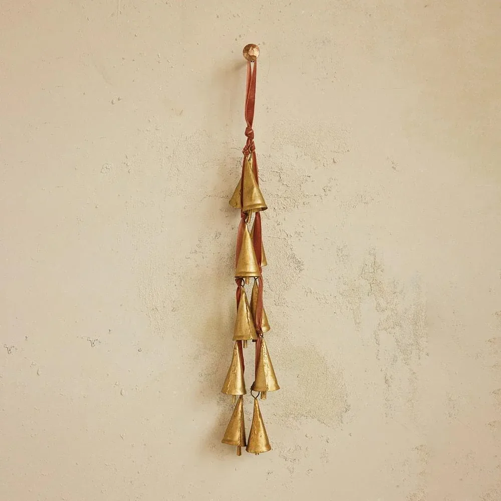 Creative Co-Op Velvet Ribbon with Bells Door Hanger