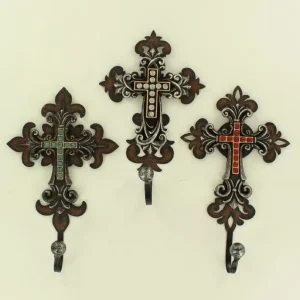 Cross Hook Set Wall Dcor - 3 PieceBk/Wh