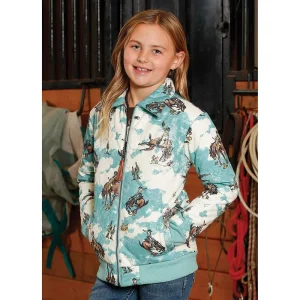 Cruel Denim Girl's Bucking Horse Print Quilted Bomber Jacket