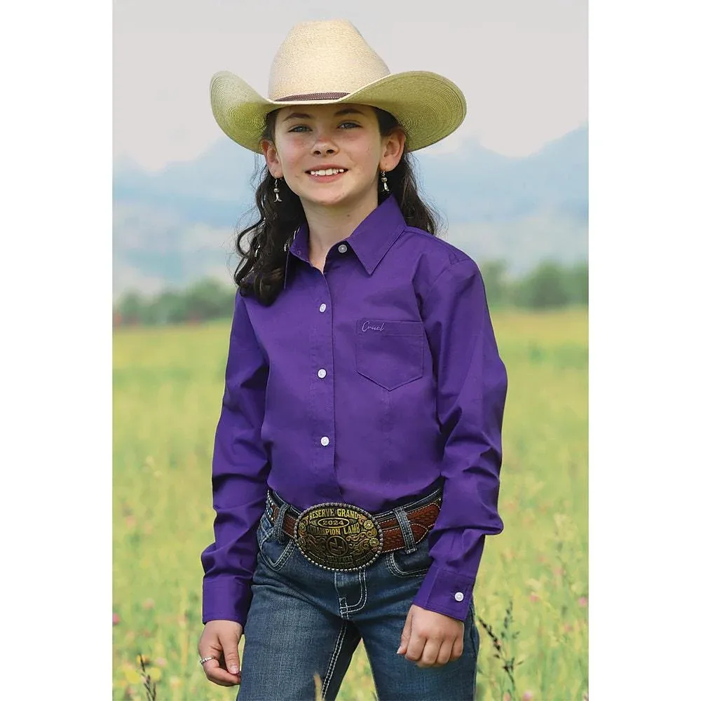 Cruel Denim Girl's Purple Long Sleeve Solid Shirt