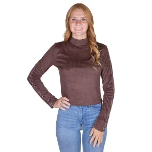 Cruel Denim Women's Brown Suede Mock Neck Top